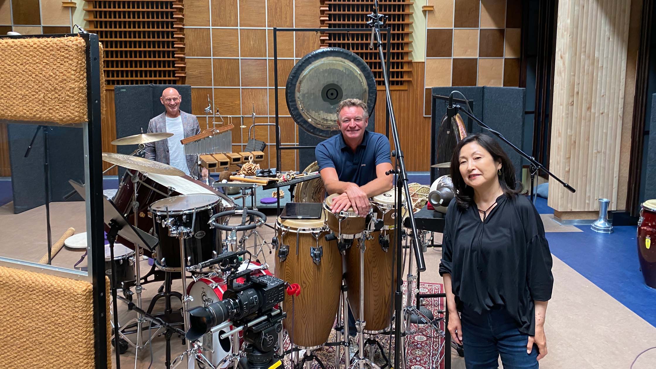 Recording session with Atzko Kohashi & Eddy Koopman - Sketches of Seasons with producer Harry van Dalen in the background